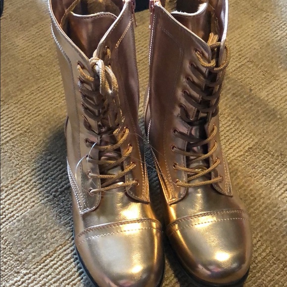 rose gold combat boots